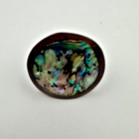 Wood Abalone Oversized Round Ring Chunky Retro Boho Bohemian Size 6.75 - Picture 11 of 11